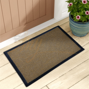 Bej Halıdan Çamur ve Toz Sıyırıcı Çerçeveli Kapı Önü Paspası