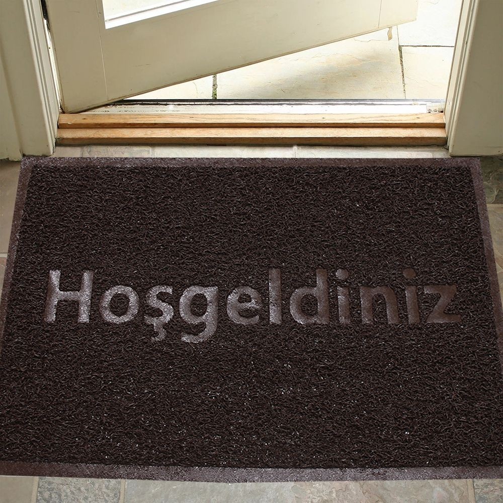 Büyük Boy Hoşgeldiniz Baskılı Kıvırcık Kapı Önü Paspası