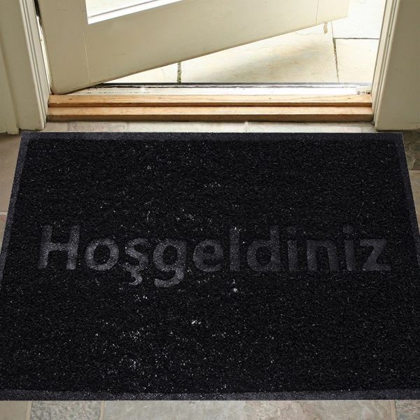 Büyük Boy Hoşgeldiniz Baskılı Kıvırcık Kapı Önü Paspası