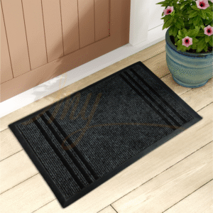 Gri Halıdan Çamur ve Toz Sıyırıcı Çerçeveli Kapı Önü Paspası