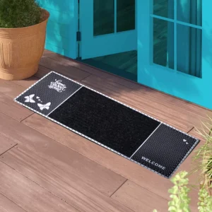 Home Sweet Home Yazılı Kauçuk Toz Tutucu Kapı Önü ve Merdiven Paspası Gri