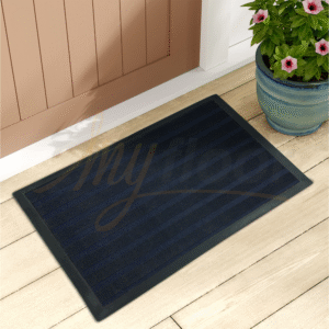Lacivert Halıdan Çamur ve Toz Sıyırıcı Çerçeveli Kapı Önü Paspası