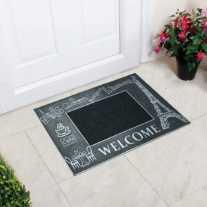 Paris Temalı Toz Tutucu Kauçuk Kapı Önü Paspası Gri