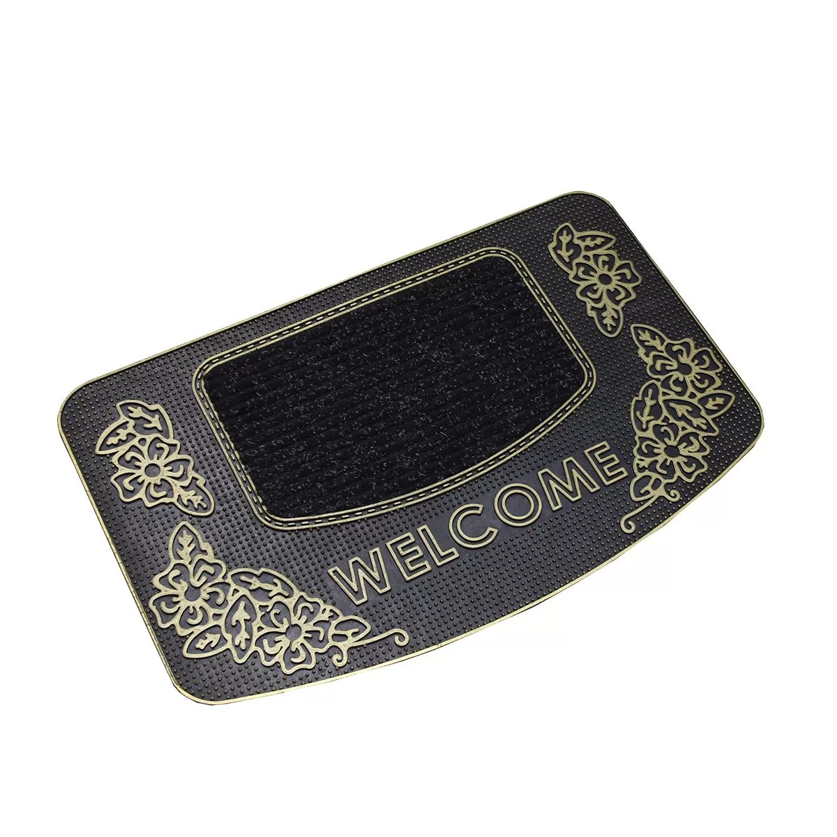 Welcome Yazılı Kauçuk Toz Tutucu Kapı Önü Paspası Gold